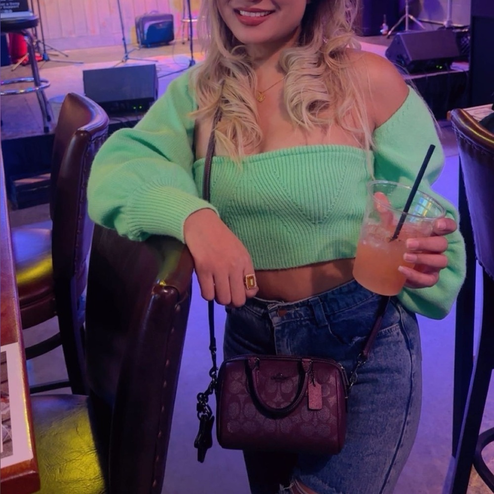 Shein Mint Sleeve Shrug Cardigan & Tube Knit Top Crop Top Small